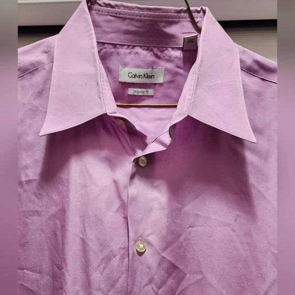 Calvin Klein Dress Shirt Men's XL 17.5 34/35 Long Sleeve Button Down Pink - Picture 1 of 8